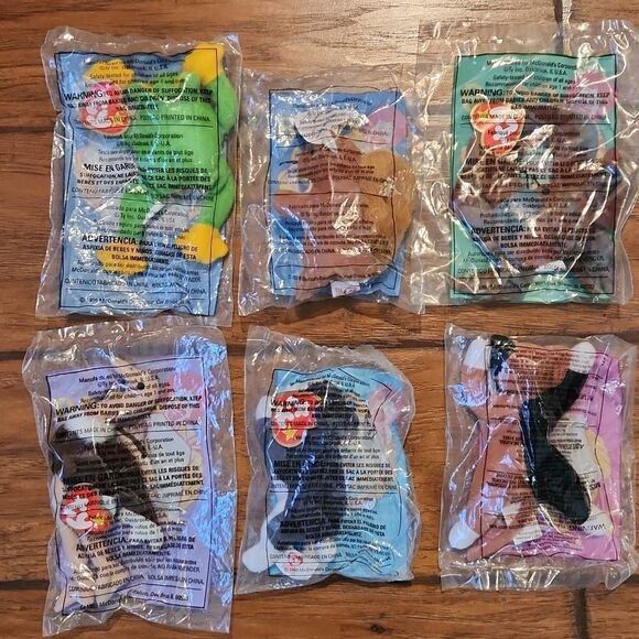 Bundle of 6 unopened McDonalds happy meal teanie beanie babies from 1999 - Picture 1 of 5